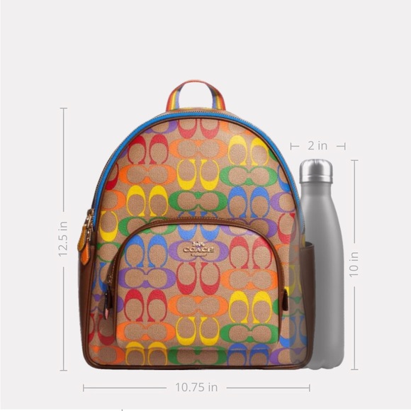 Coach Court Backpack In Rainbow Signature Canvas NWT - Picture 6 of 6